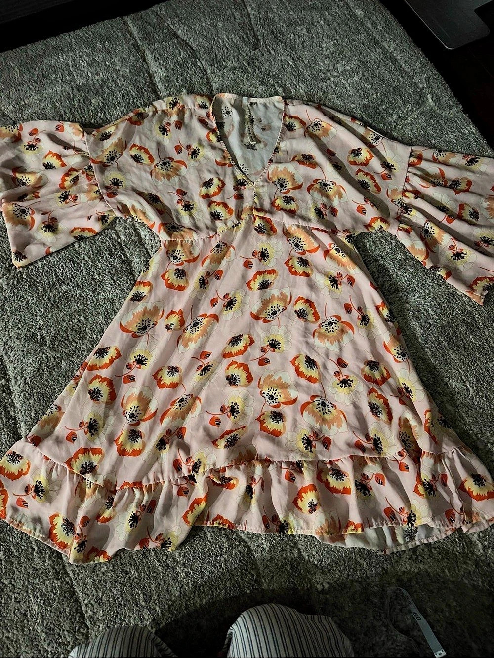 Uncle Frank Floral Mini Dress in Pink & Orange Size Medium